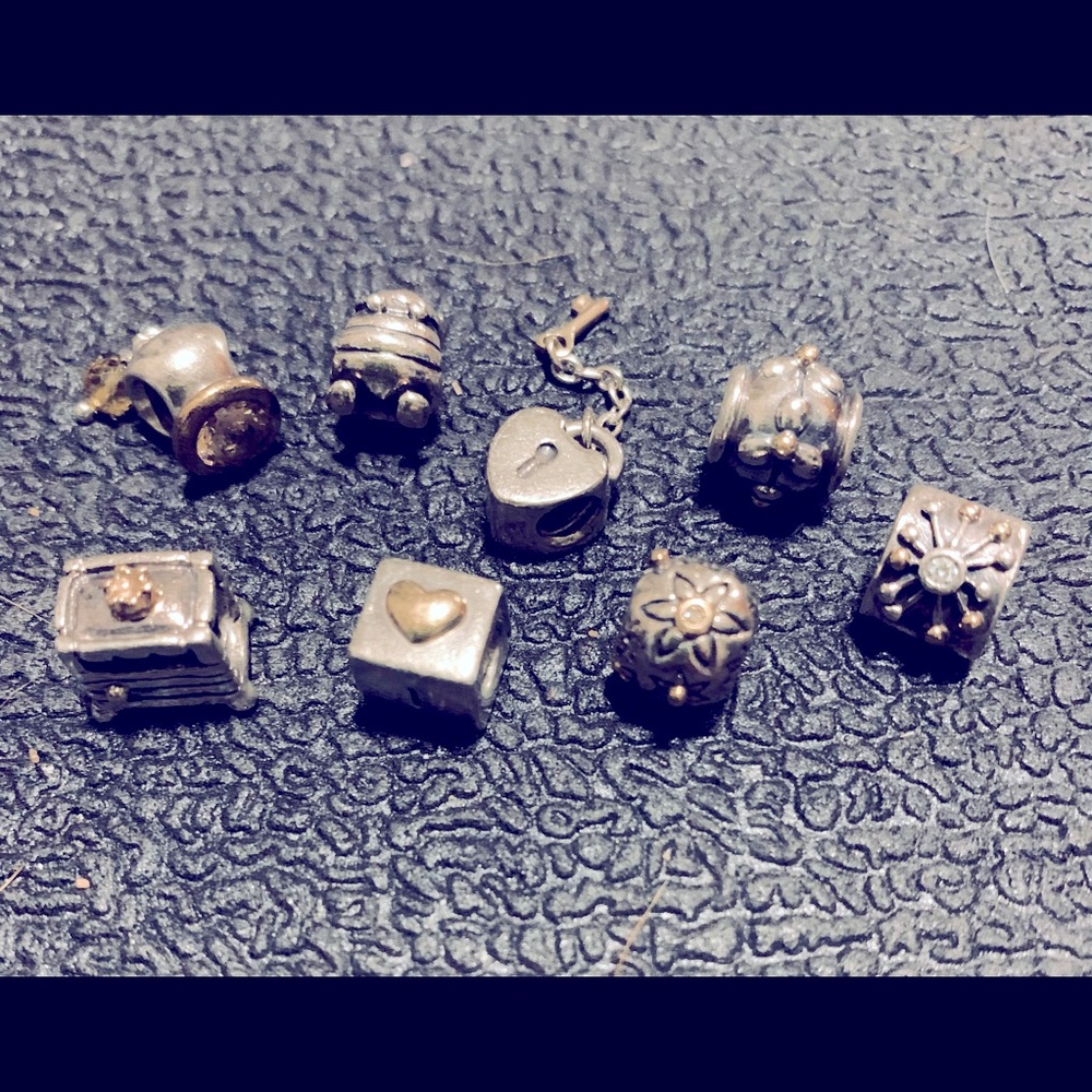 Pandora Silver w/ 14k gold charms